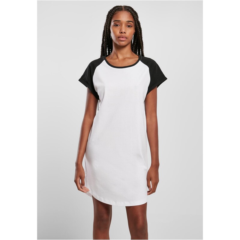 Urban Classics Dámské šaty Raglan Tee bílé/černé