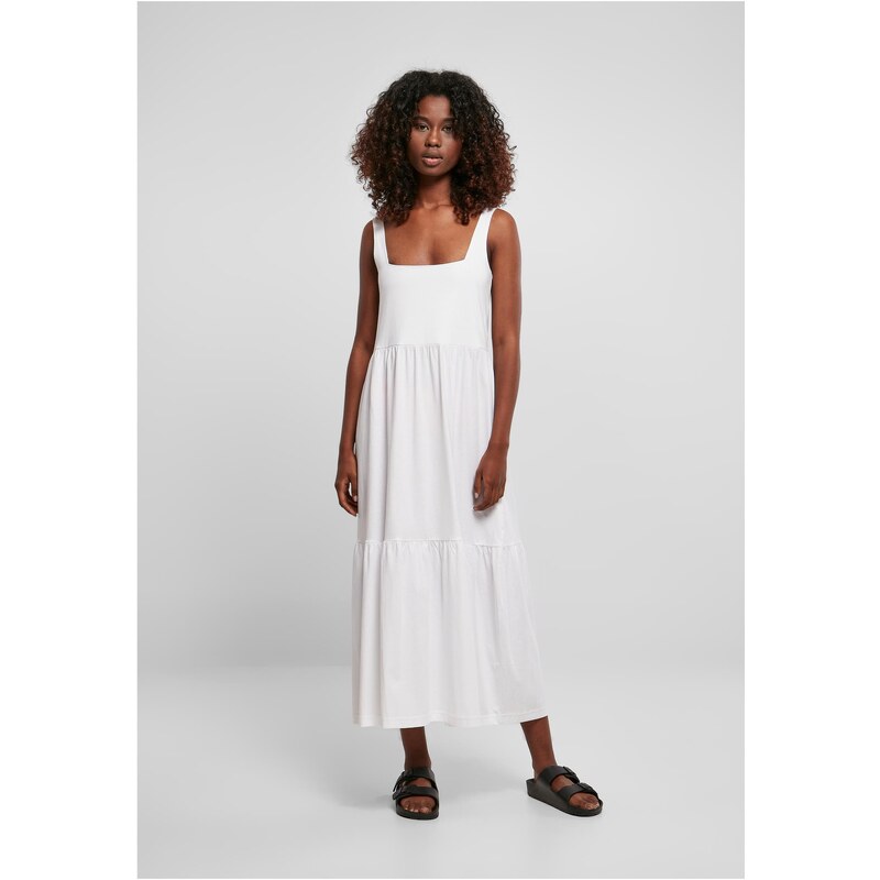 UC Ladies Dámské letní šaty 7/8 délky Valance bílé