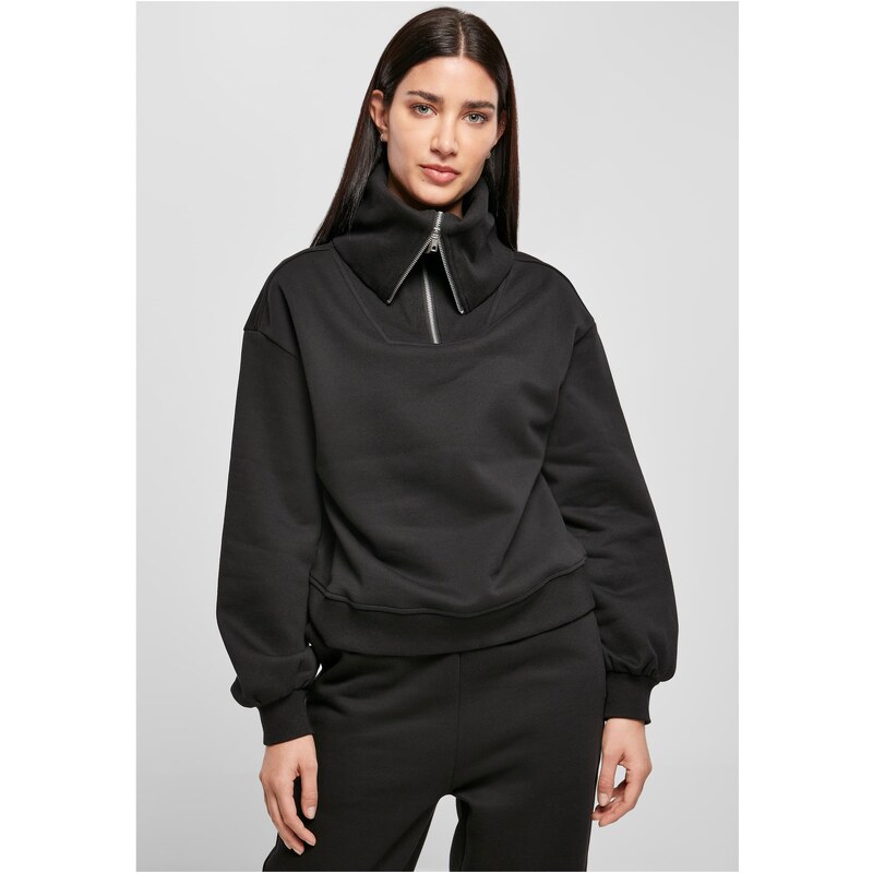 Urban Classics Dámské oversized High Neck Troyer Crew černé