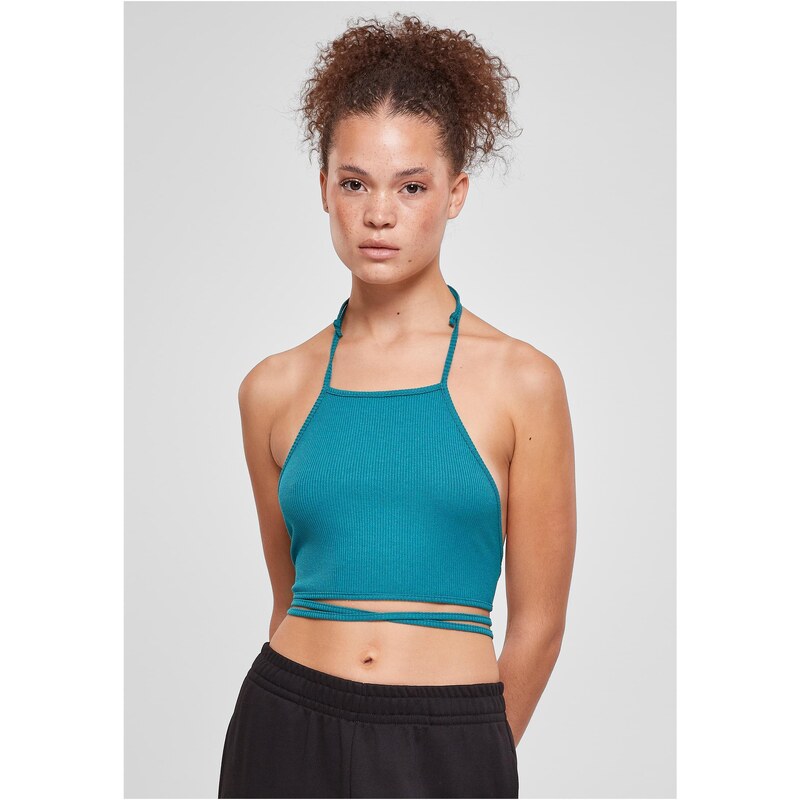 Urban Classics Ladies Rib Trapeze Cropped Top akvarel