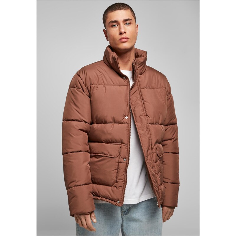 Urban Classics Krátká bunda Short Puffer Jacket - hnědá