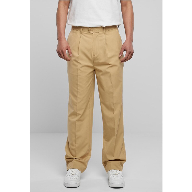 UC Men Rovné plisované kalhoty v béžové barvě
