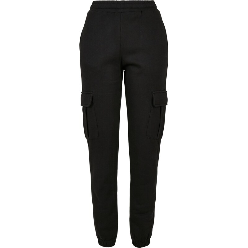Urban Classics Dámské kalhoty Cargo Sweat s vysokým pasem černé