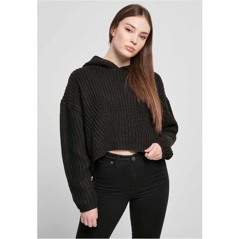 Urban Classics Dámský oversized svetr s kapucí - černý