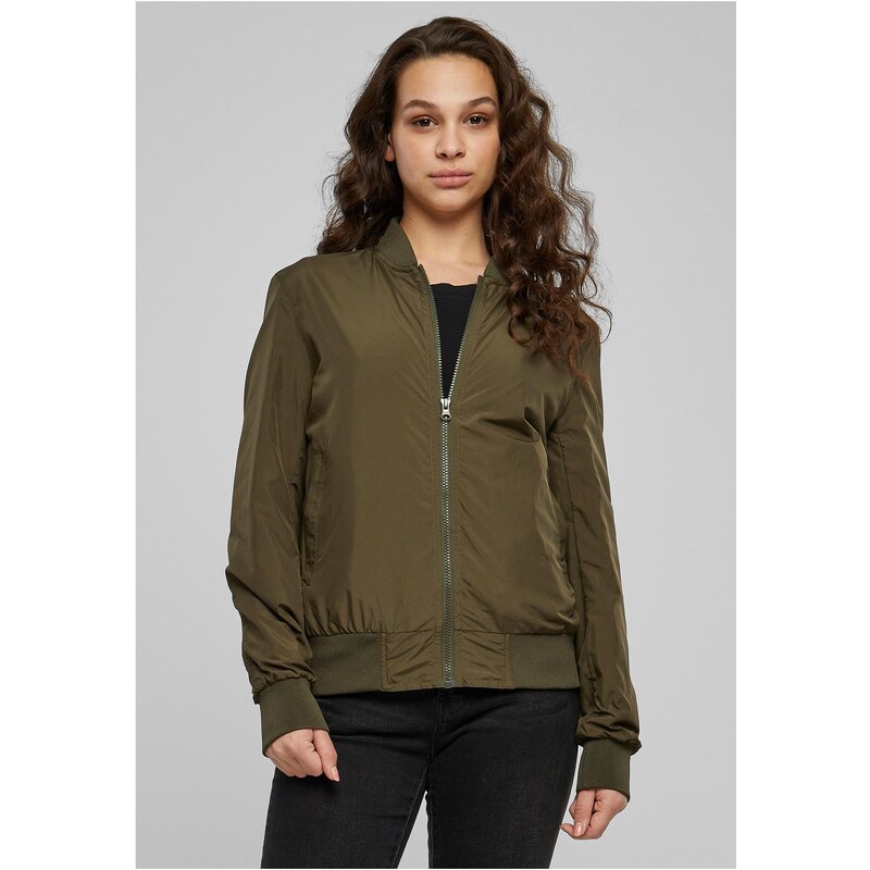 Urban Classics Dámská bunda Light Bomber Jacket tmavě olivová