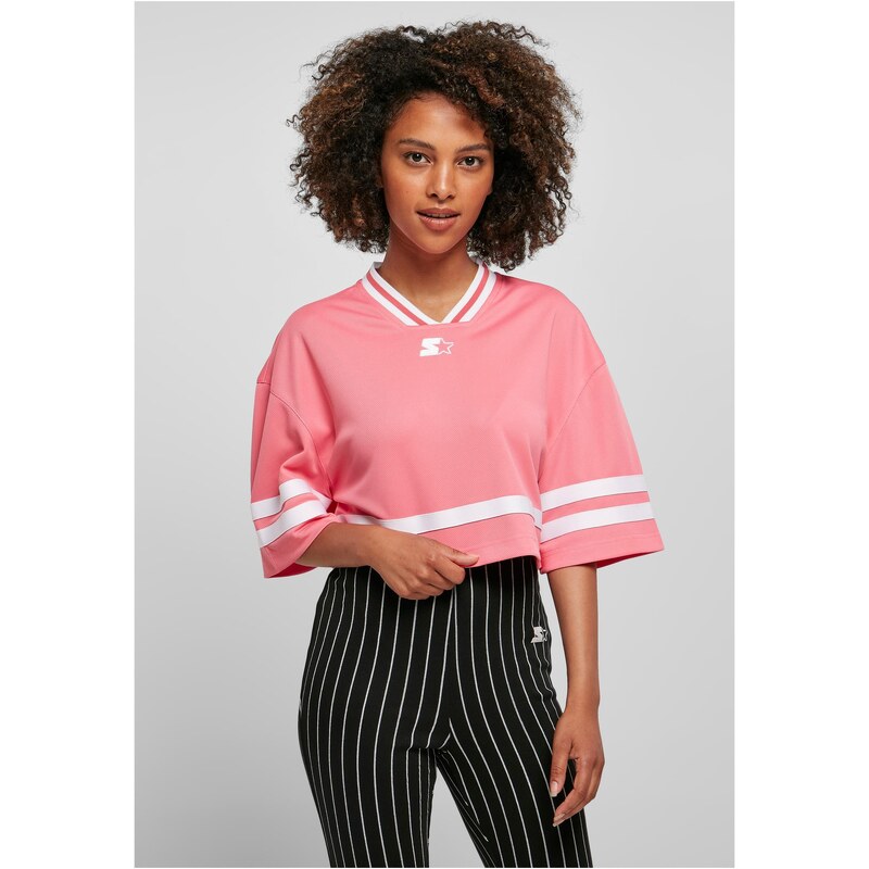 Starter Black Label Dámský startér Cropped Mesh Jersey pinkgrapefruit/bílá