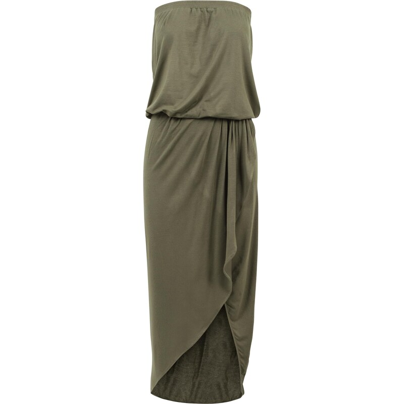 Urban Classics Dámské šaty Bandeau olivové