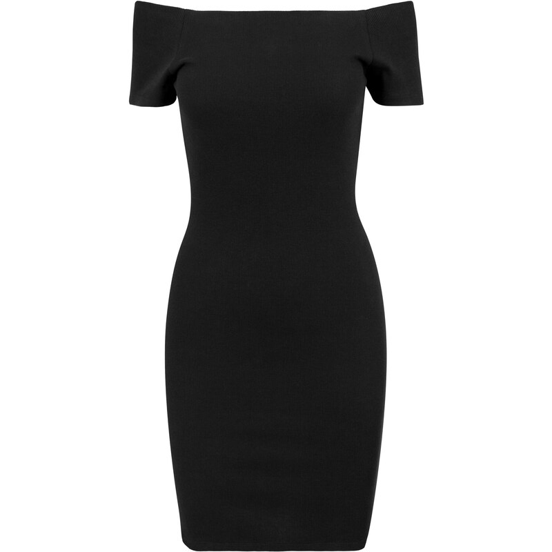 Urban Classics Dámské šaty Off Shoulder Rib černé 107071407