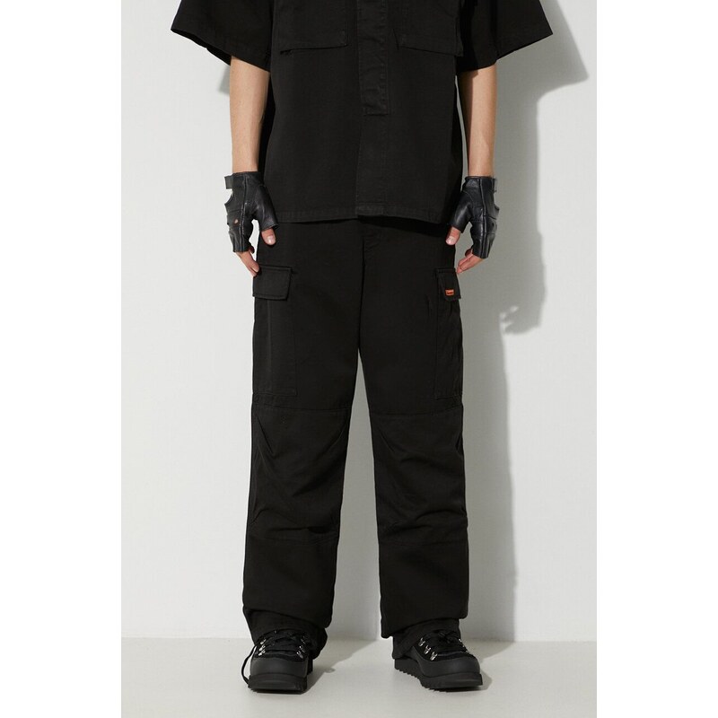 Bavlněné kalhoty Heron Preston Vintage Wash Cargo Pants černá barva, jednoduché, HMCF012F23FAB0031000