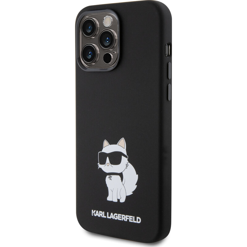 Ochranný kryt na iPhone 15 Pro MAX - Karl Lagerfeld, Liquid Silicone Choupette NFT Black