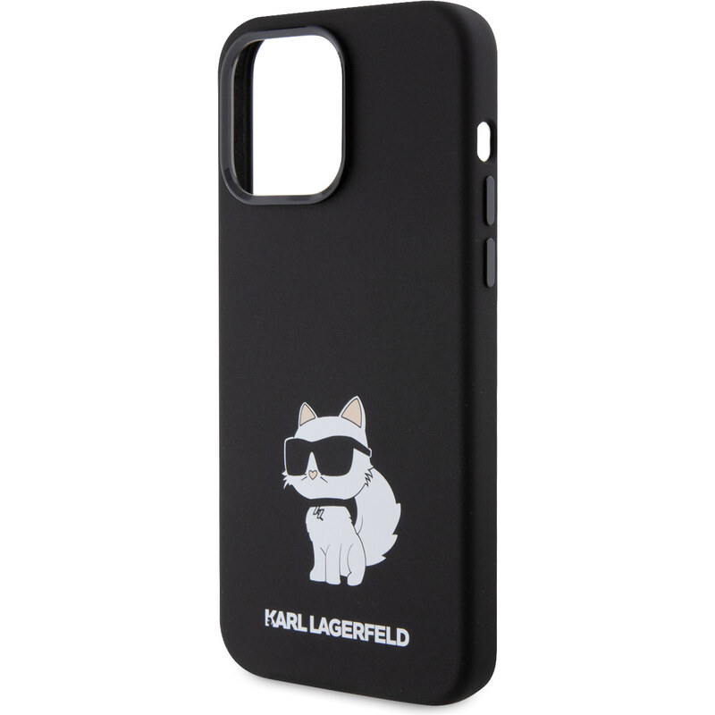 Ochranný kryt na iPhone 15 Pro - Karl Lagerfeld, Liquid Silicone Choupette NFT Black