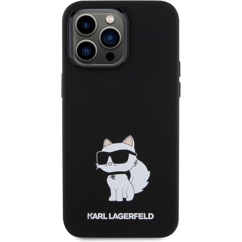 Ochranný kryt na iPhone 15 Pro - Karl Lagerfeld, Liquid Silicone Choupette NFT Black