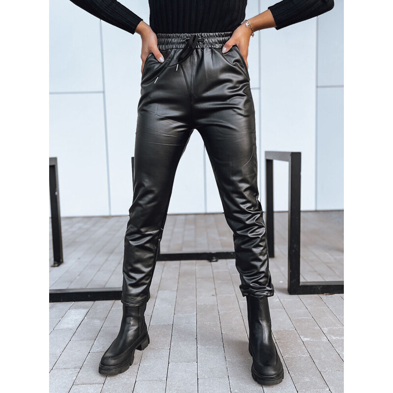 BASIC Černé voskované zateplené kalhoty LAPIS Černá