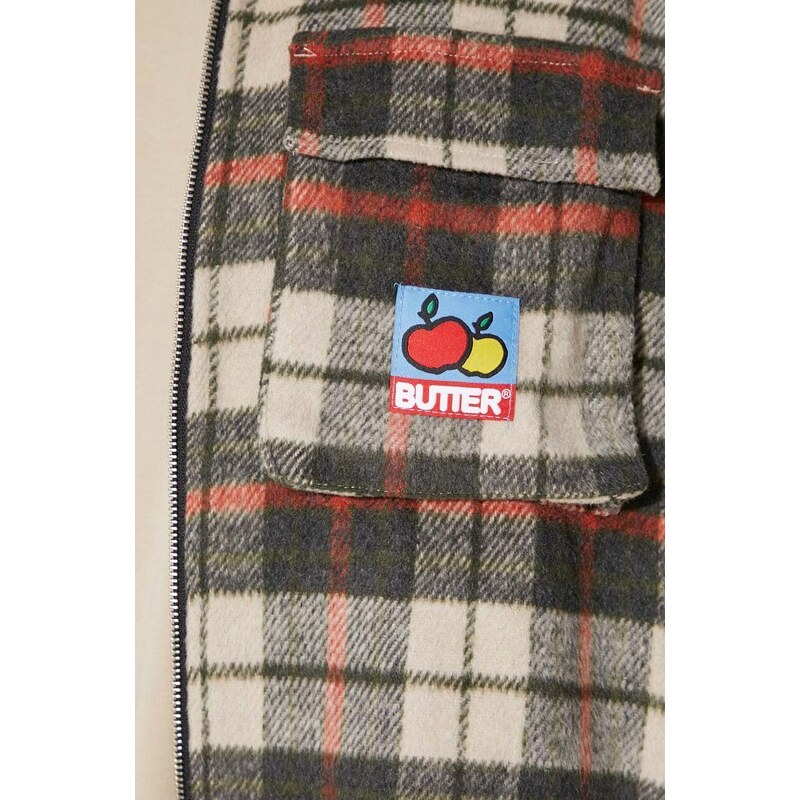Košilová bunda Butter Goods Grove Plaid Overshirt béžová barva, BGQ3232802