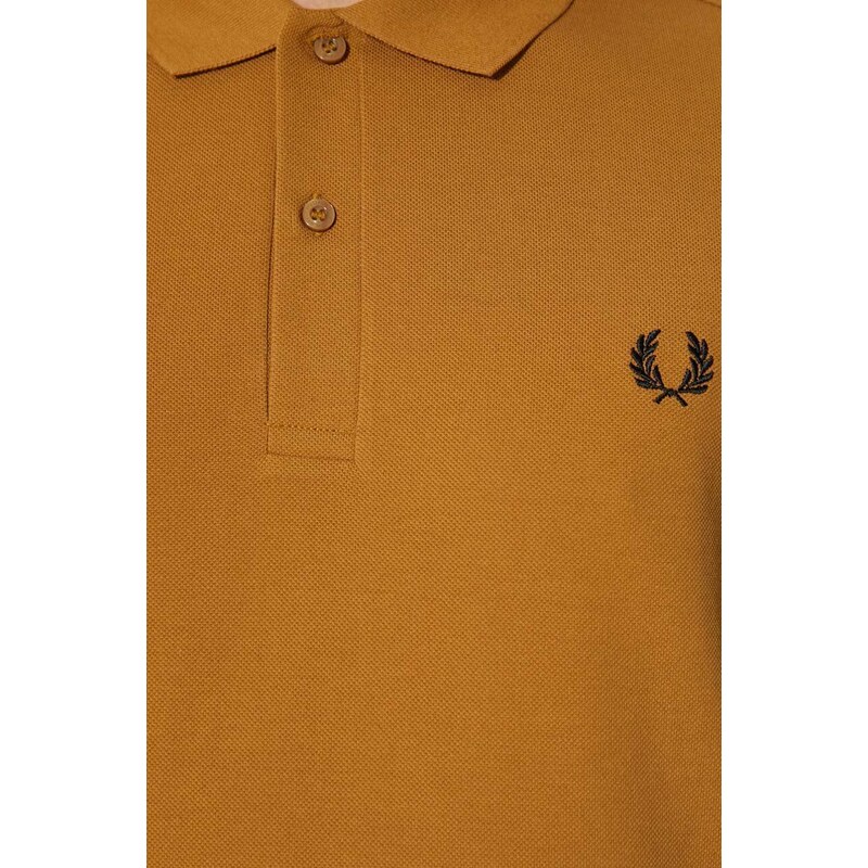 Bavlněné polo tričko Fred Perry hnědá barva, s aplikací, M6000.S81