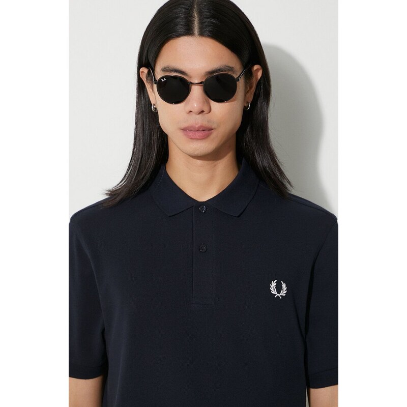 Bavlněné polo tričko Fred Perry tmavomodrá barva, s aplikací, M6000.608