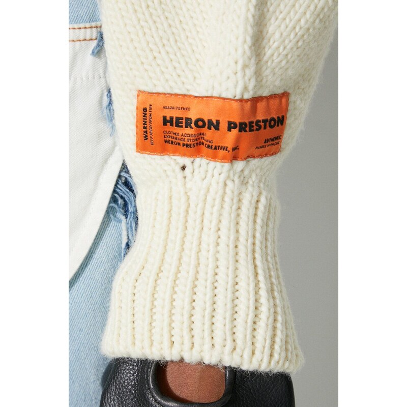 Vlněný svetr Heron Preston Crop Crewneck Back Cut Out dámský, béžová barva, hřejivý, HWHE021F23KNI0010400