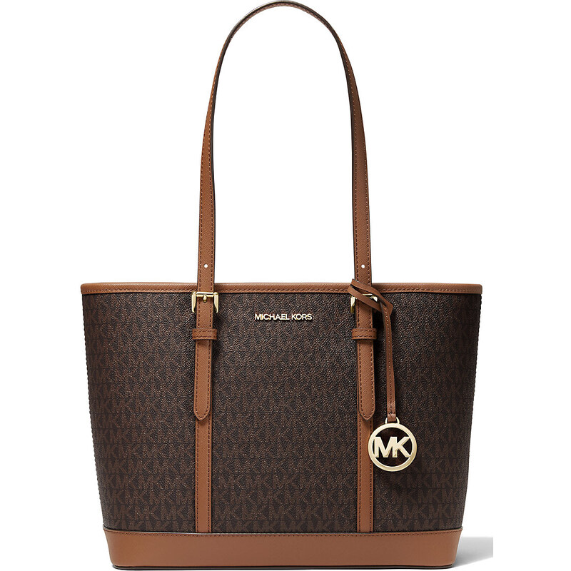 Michael Kors Jet Set Travel Small Logo Top-Zip Tote Bag Brown