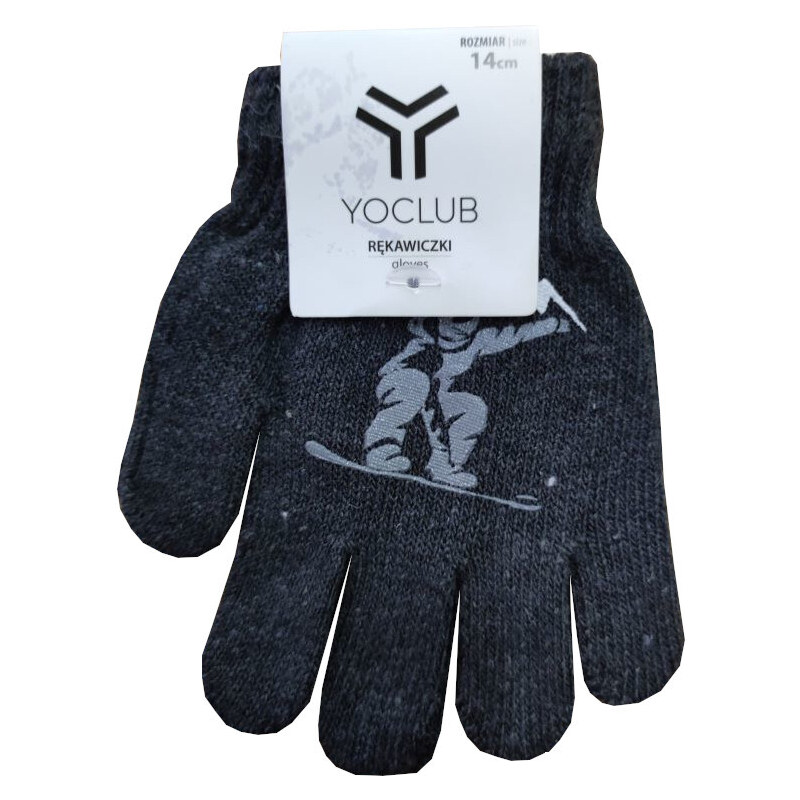 Yoclub Chlapecké pletené prstové rukavice Yo RED-0119C - tmavě šedá