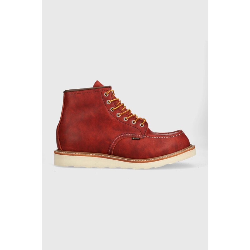 Kožené boty Red Wing Moc Toe pánské, červená barva, 8864