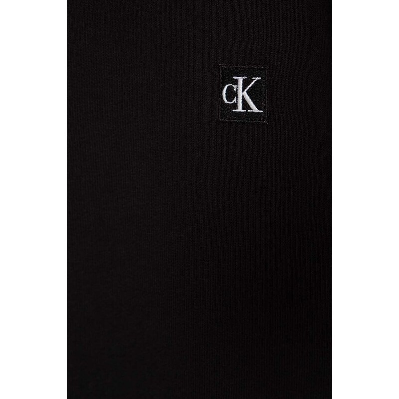 Dětská mikina Calvin Klein Jeans černá barva, hladká