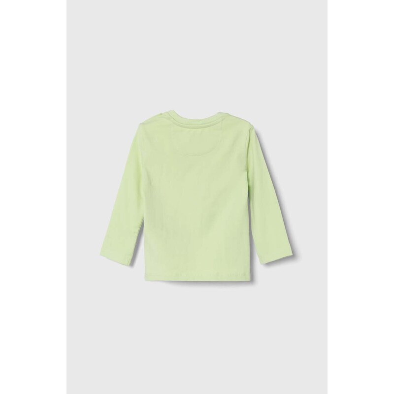 Dětské tričko s dlouhým rukávem Calvin Klein Jeans zelená barva, s potiskem