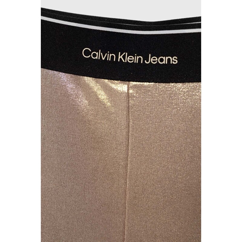 Dětské legíny Calvin Klein Jeans zlatá barva, hladké