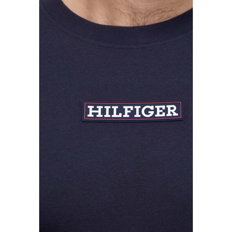 Tričko Tommy Hilfiger tmavomodrá barva, s aplikací