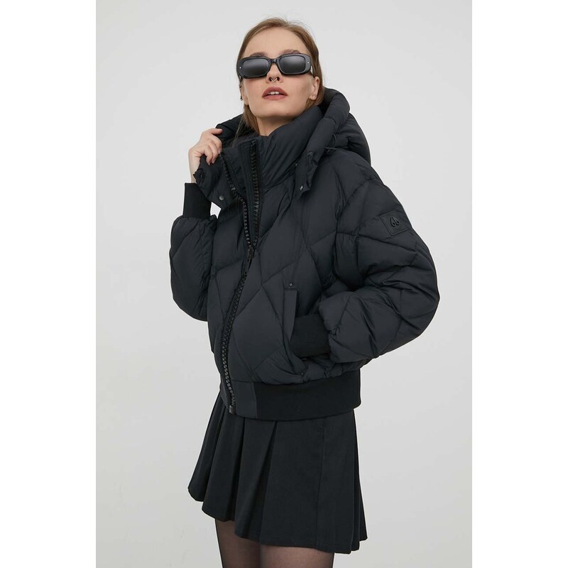Péřová bunda MOOSE KNUCKLES dámská, černá barva, zimní