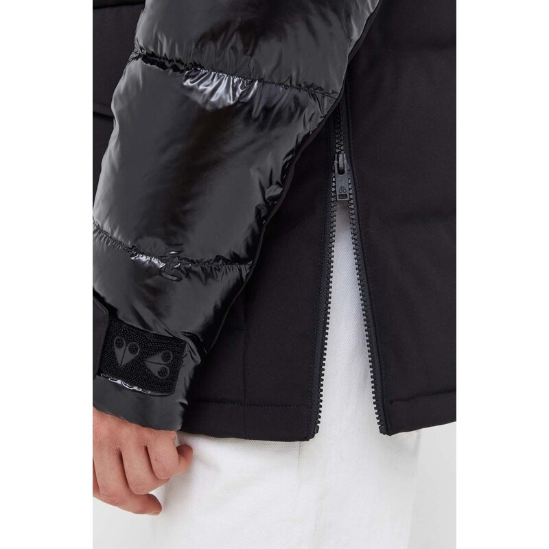 Péřová bunda MOOSE KNUCKLES pánská, černá barva, zimní