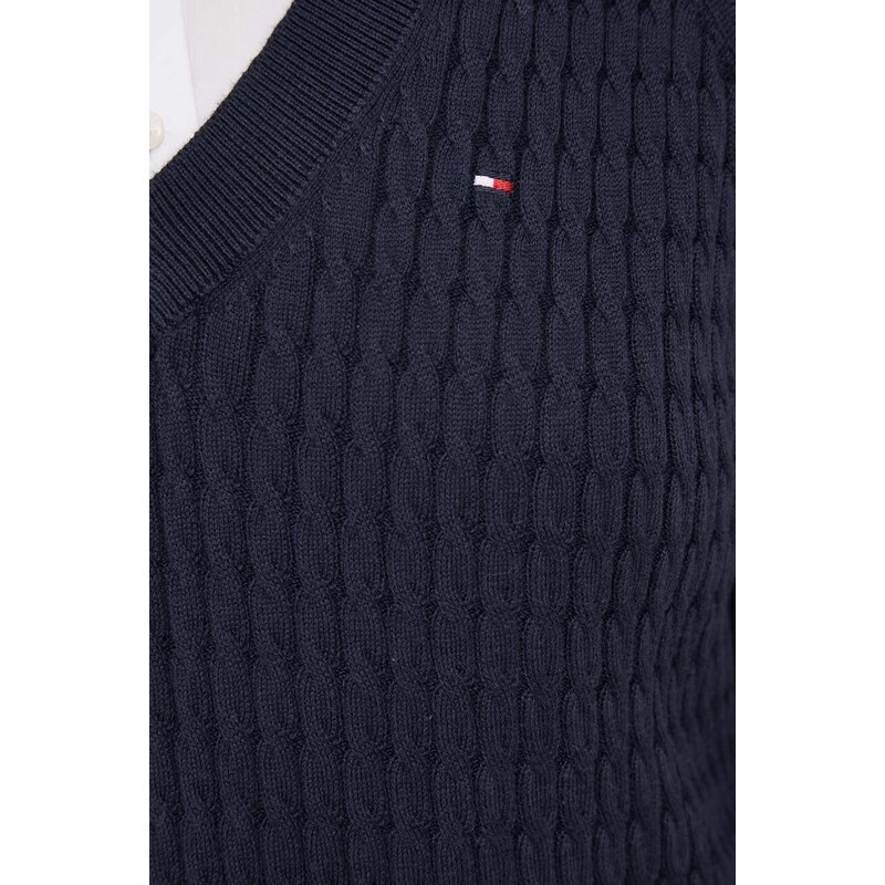 Bavlněný svetr Tommy Hilfiger tmavomodrá barva
