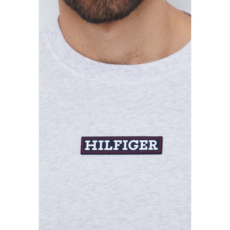 Tričko Tommy Hilfiger šedá barva, s aplikací