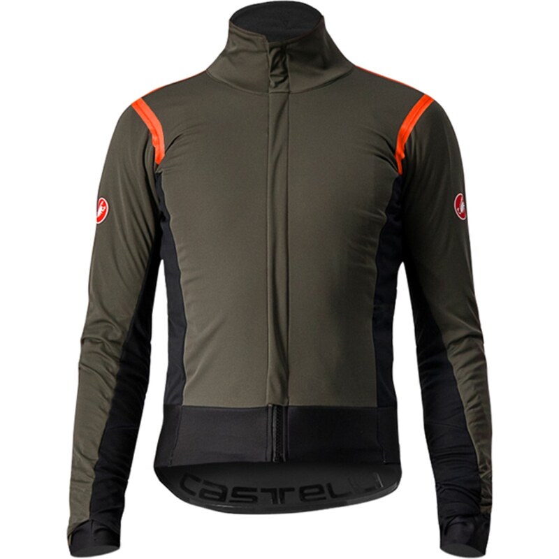 Castelli - zateplená bunda alpha ros 2 military green/fiery red-silver gray