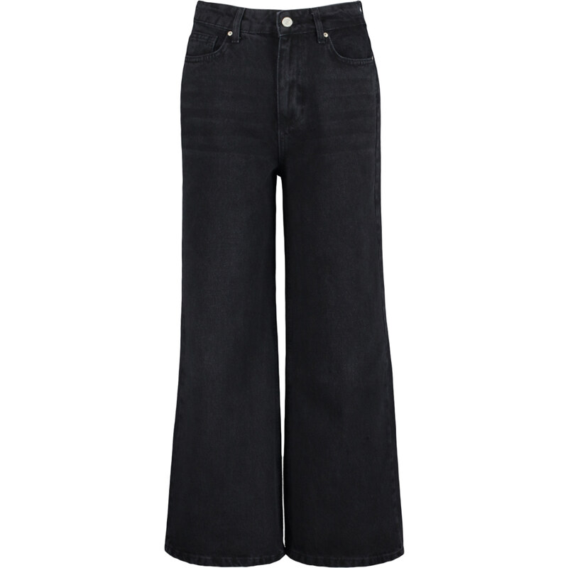 Trendyol černé džíny culotte s vysokým pasem