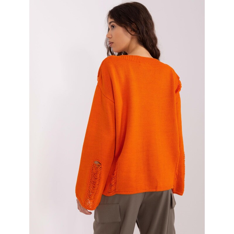 Fashionhunters Oranžový oversize svetr s širokými rukávy