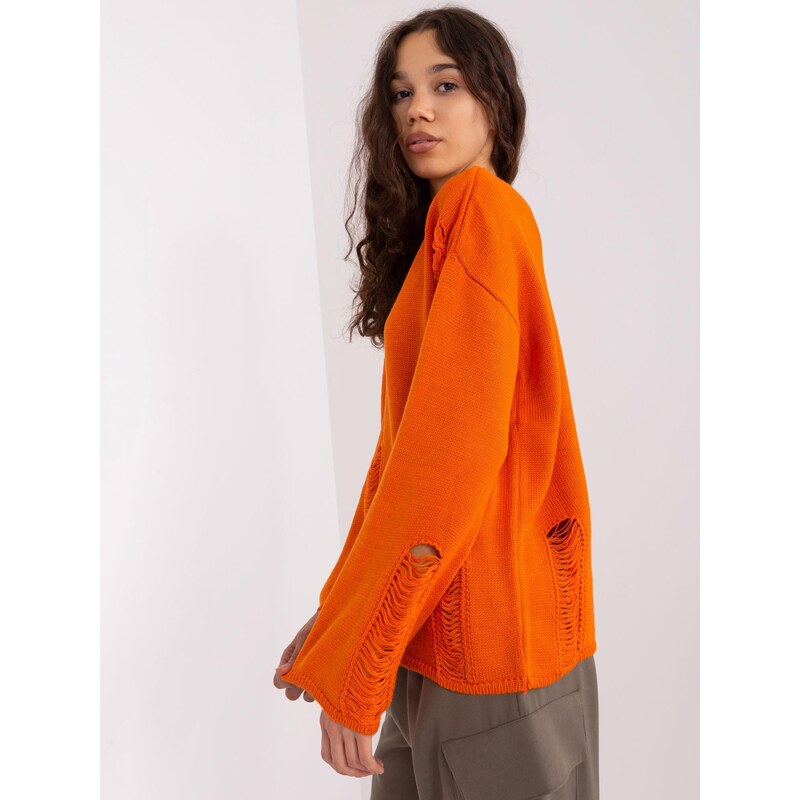 Fashionhunters Oranžový oversize svetr s širokými rukávy