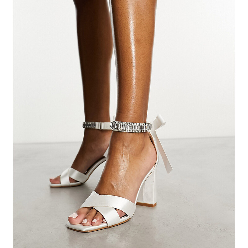 Be Mine Wide Fit Bridal Carmela block heeled sandals with embellished 90262206
