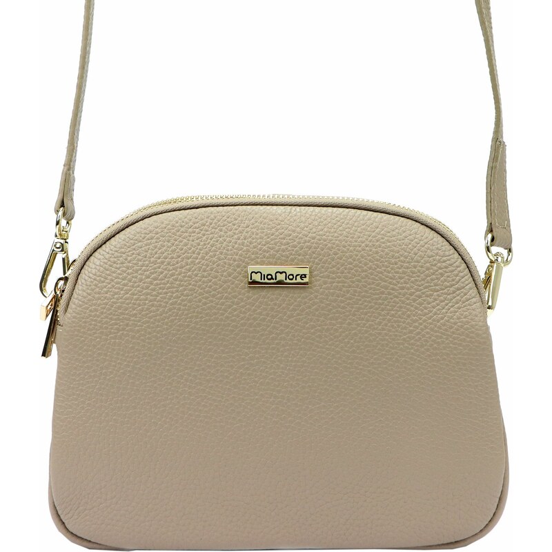 Kožená crossbody kabelka MiaMore 01-064 béžová