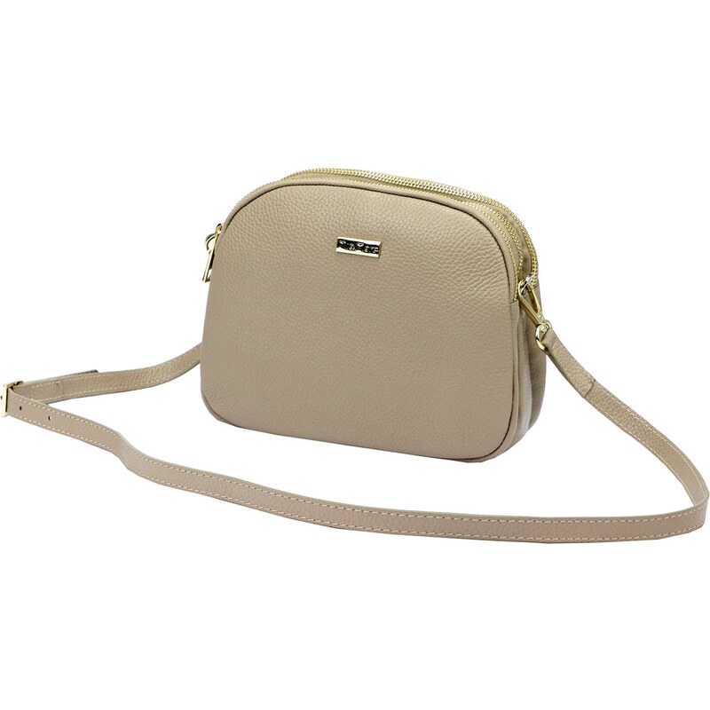 Kožená crossbody kabelka MiaMore 01-064 béžová