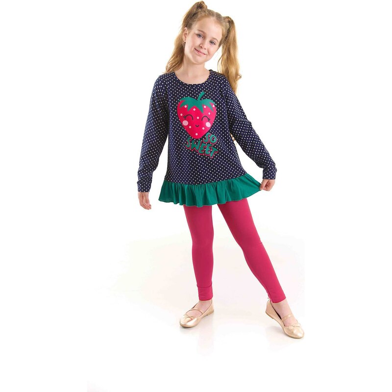 Denokids Cute Strawberry Girls Kids Tunic Leggings Set