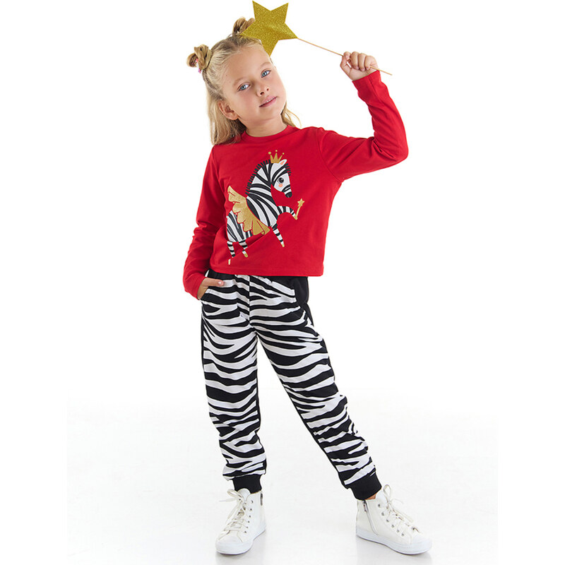 Denokids Ballerina Zebra Girls' T-shirt and Pants Set