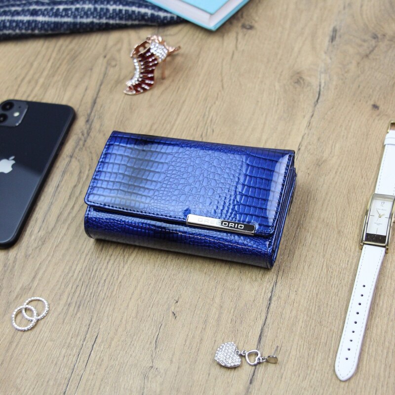 Dámská kožená lakovaná peněženka modrá - Gregorio Larrisa modrá