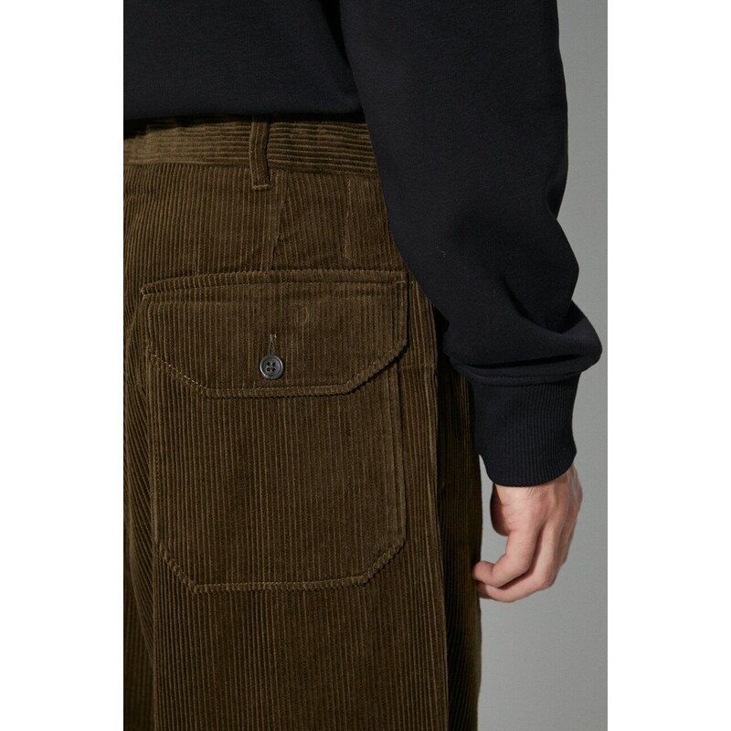 Manšestrové kalhoty Engineered Garments Carlyle Pant zelená barva, 23F1F012.WP009