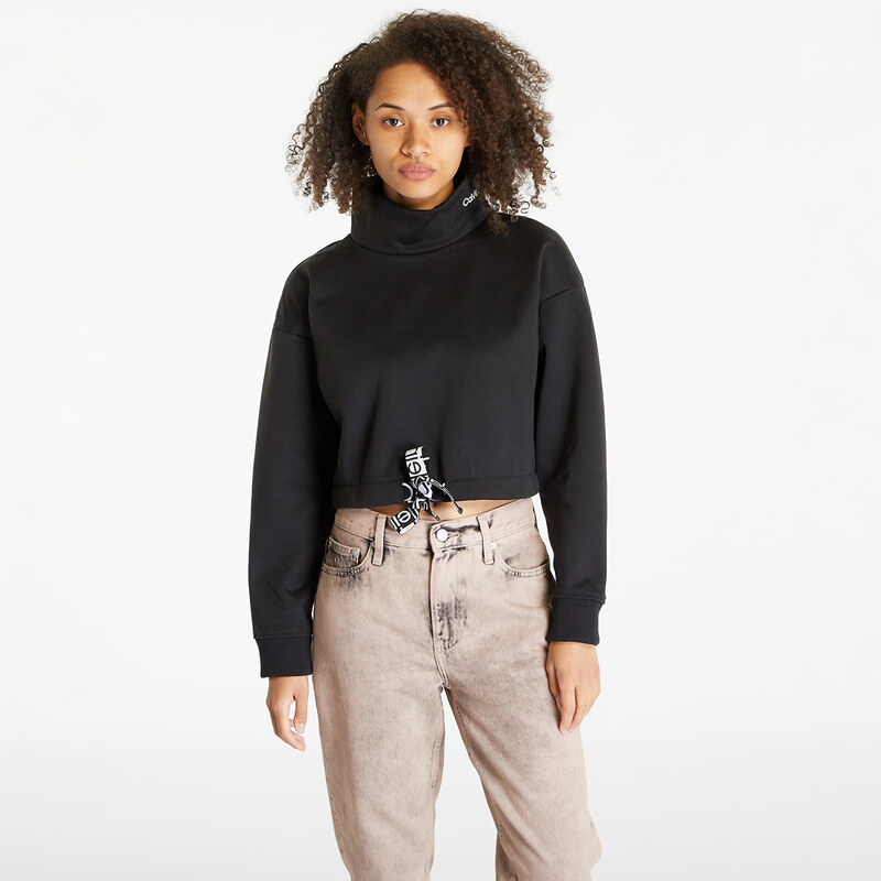 Dámská mikina Calvin Klein Jeans Cropped Logo Tape Sweatshirt Black