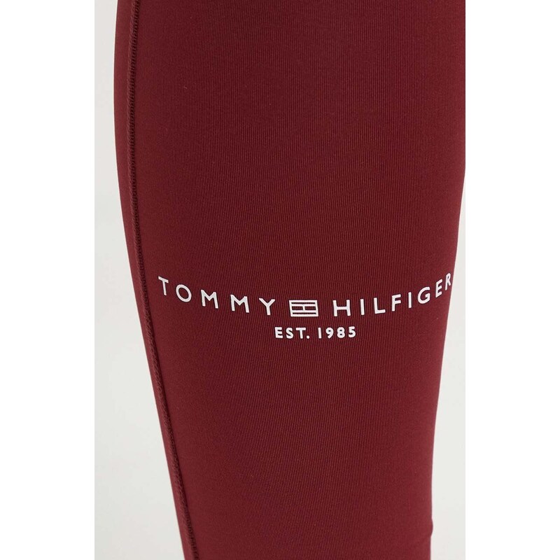 Legíny Tommy Hilfiger dámské, vínová barva, hladké