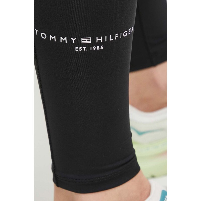 Legíny Tommy Hilfiger dámské, černá barva, hladké