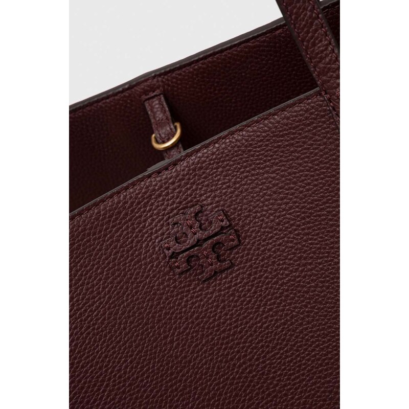 Kožená kabelka Tory Burch vínová barva