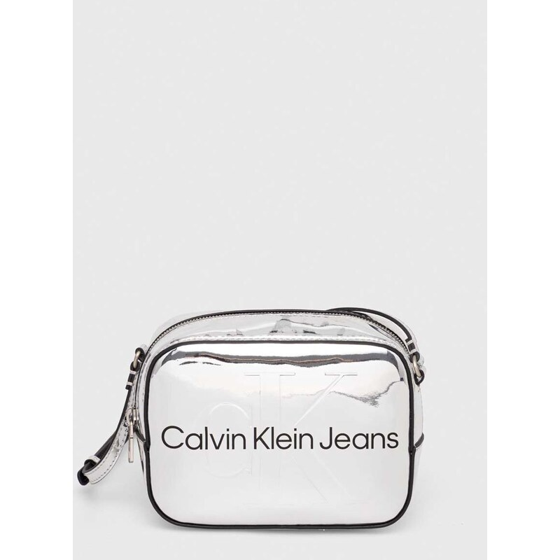 Kabelka Calvin Klein Jeans stříbrná barva