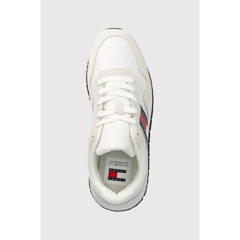 Kožené sneakers boty Tommy Jeans TJM MODERN RUNNER bílá barva, EM0EM01316