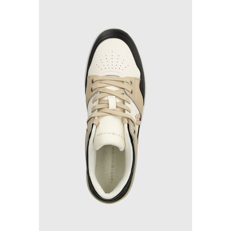 Kožené sneakers boty Tommy Hilfiger TH BASKET SNEAKER LO béžová barva, FW0FW07756